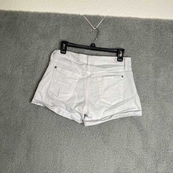 7 for all mankind womens white denim shorts stretch summer casual 26 - Picture 6 of 10